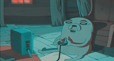 A Cartoon Dog Is Playing A Video Game With A Box That Says Bmc On It GIF
