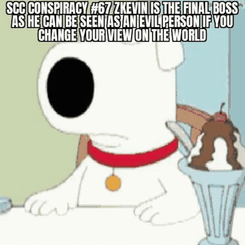 A Cartoon Dog Is Sitting At A Table Next To A Cup Of Ice Cream With A Cherry On Top . GIF