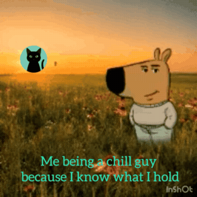 A Cartoon Dog Is Standing In A Field Of Flowers With A Cat In The Background GIF