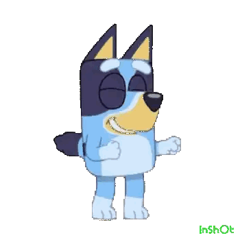 A Cartoon Dog Is Standing With Its Eyes Closed And Smiling On A White Background . Sticker