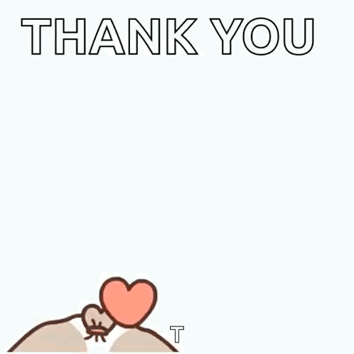 A Cartoon Dog Is Surrounded By Hearts And Says Thank You . GIF