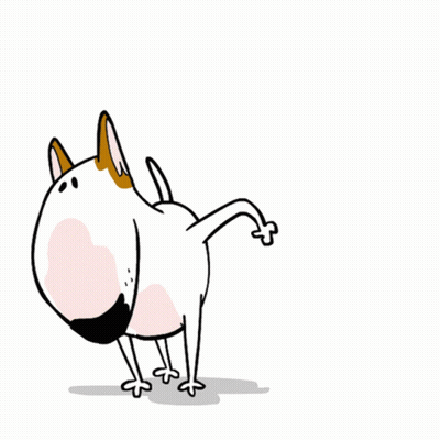 A Cartoon Dog Is Urinating On A White Surface GIF