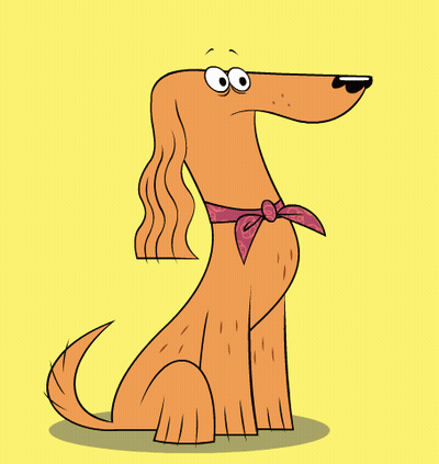 A Cartoon Dog Is Wearing A Pink Scarf Around His Neck GIF
