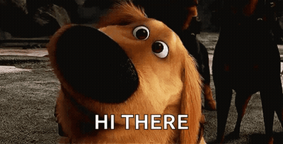 A Cartoon Dog Says Hi There In Front Of A Group Of People GIF