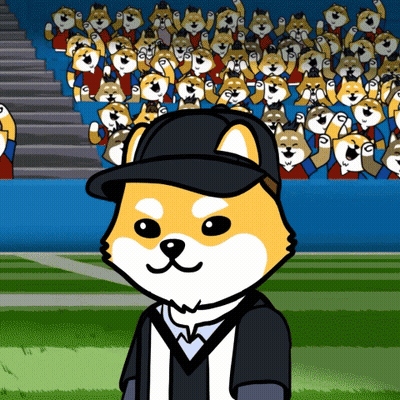 A Cartoon Dog Wearing A Baseball Cap Stands In Front Of A Crowd GIF
