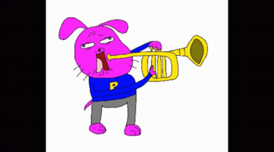 A Cartoon Dog Wearing A Blue Shirt With The Letter P On It GIF
