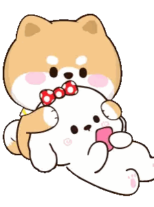 A Cartoon Dog Wearing A Bow Tie Is Hugging Another Dog . Sticker
