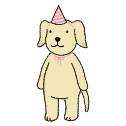 A Cartoon Dog Wearing A Pink Party Hat And A Pink Bow Sticker