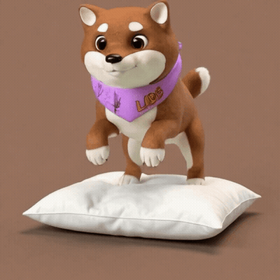 a cartoon dog wearing a purple bandana that says labs