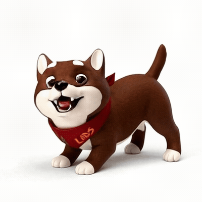 A Cartoon Dog Wearing A Red Scarf With The Word Lads On It GIF