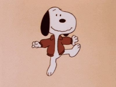 A Cartoon Dog Wearing A Red Sweater And Black Ears GIF