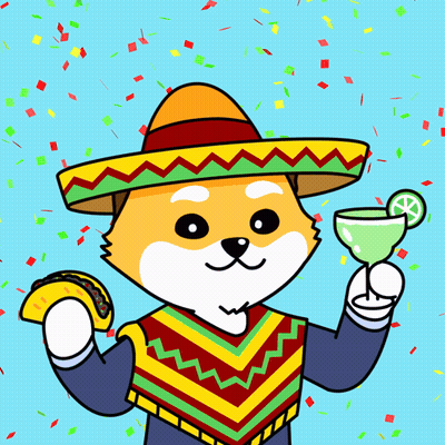 A Cartoon Dog Wearing A Sombrero Holding A Margarita And A Taco GIF