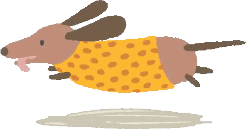 A Cartoon Dog Wearing A Yellow Polka Dot Shirt Is Running Sticker