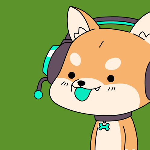 A Cartoon Dog Wearing Headphones And A Dog Tag With A Bone On It GIF