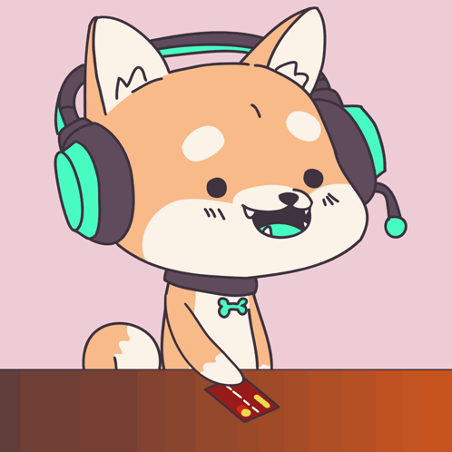A Cartoon Dog Wearing Headphones Holds A Credit Card GIF