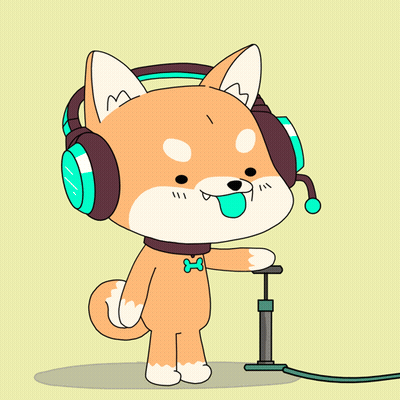 A Cartoon Dog Wearing Headphones With A Bow Tie GIF