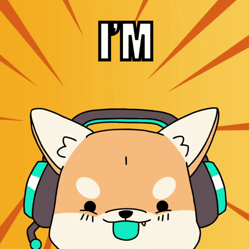 A Cartoon Dog Wearing Headphones With The Words I 'M Written Above It GIF