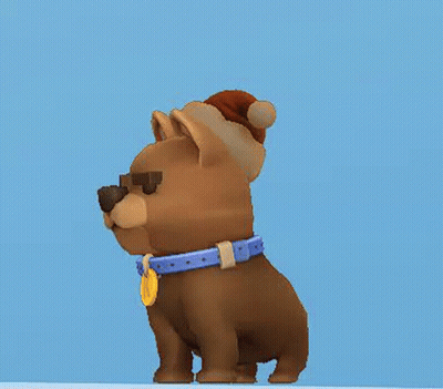 A Cartoon Dog Wearing Sunglasses And A Santa Hat . GIF