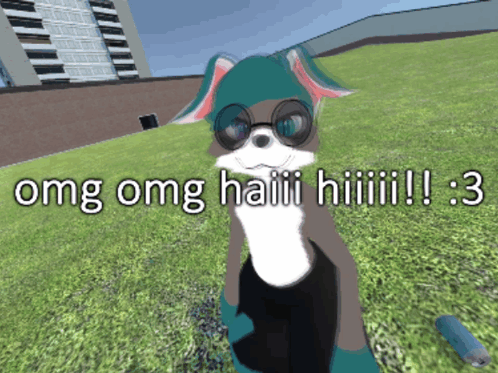 A Cartoon Dog Wearing Sunglasses Says Omg Omg Haiii GIF
