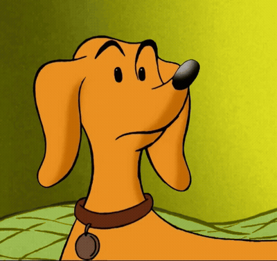 A Cartoon Dog With A Brown Collar And A Tag Around Its Neck GIF