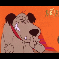 A Cartoon Dog With A Crown On Its Head Is Smiling GIF