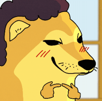 A Cartoon Dog With A Purple Haircut Is Smiling And Pointing At Himself GIF