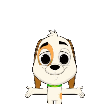A Cartoon Dog With A Rainbow Behind Him Sticker
