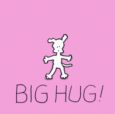 A Cartoon Dog With A Speech Bubble Saying Grrr And Big Hug GIF
