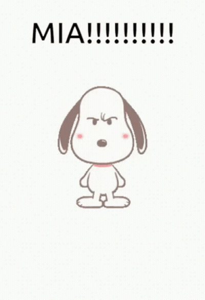 A Cartoon Dog With An Angry Look On His Face And The Words Mia Written Above Him GIF