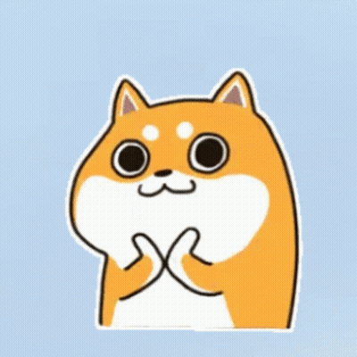 A Cartoon Dog With Big Eyes And A Mustache Is Holding Its Paws Together . GIF