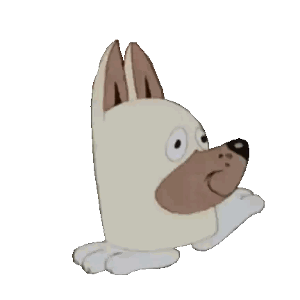 A Cartoon Dog With Brown Ears And A White Tail Sticker