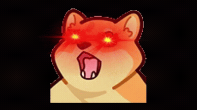 A Cartoon Dog With Red Eyes And A Tongue Out . GIF