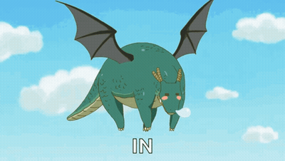 A Cartoon Dragon Is Flying In The Sky With The Word In Written Below It GIF