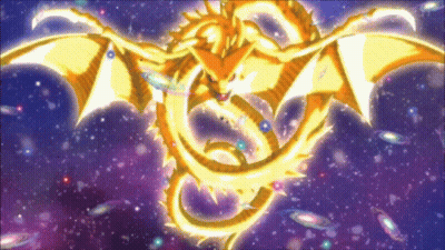 A Cartoon Dragon Is Flying Through A Galaxy GIF