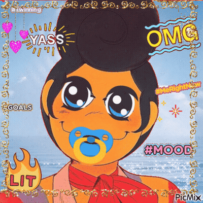 A Cartoon Drawing Of A Baby With A Pacifier And The Words Lit And Omg GIF