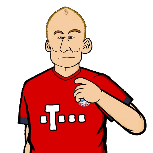 A Cartoon Drawing Of A Bald Man Wearing A Red Shirt With The Letter T On It Sticker