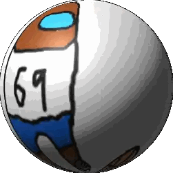 A Cartoon Drawing Of A Ball With The Number 69 On It Sticker