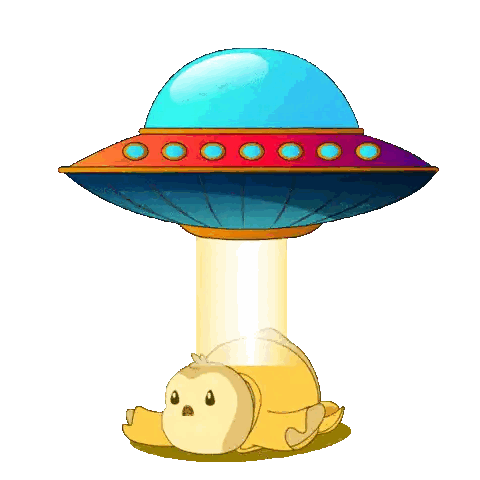 A Cartoon Drawing Of A Banana Flying Through A Ufo Sticker