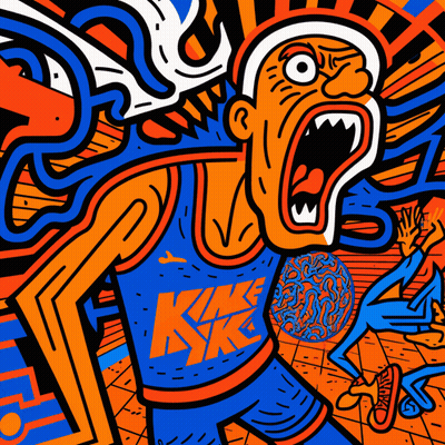 A Cartoon Drawing Of A Basketball Player With The Letter K On His Shirt GIF