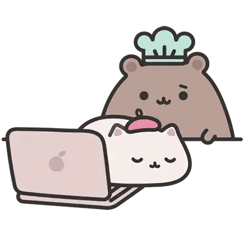 A Cartoon Drawing Of A Bear And A Cat With A Chef 'S Hat On Their Heads Sticker