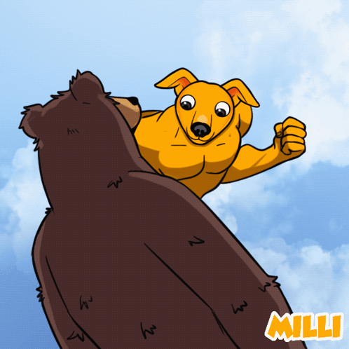 A Cartoon Drawing Of A Bear And A Dog With The Word Milli On The Bottom GIF