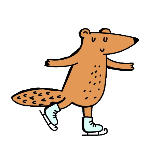 A Cartoon Drawing Of A Bear Ice Skating Sticker