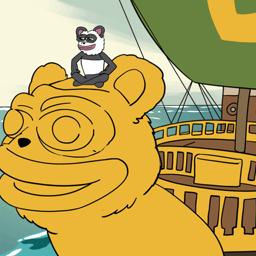 Cartoon Bear Sitting On Boat GIF