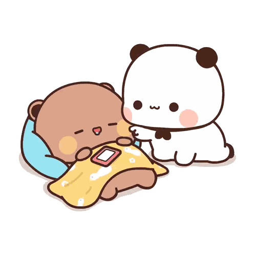 A Cartoon Drawing Of A Bear Sleeping Next To A Panda Bear Sticker