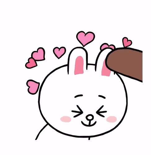 A Cartoon Drawing Of A Bear With Hearts On Its Head GIF