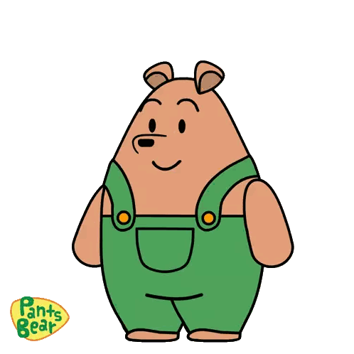 A Cartoon Drawing Of A Bear With Pants Bear Written On The Bottom Sticker