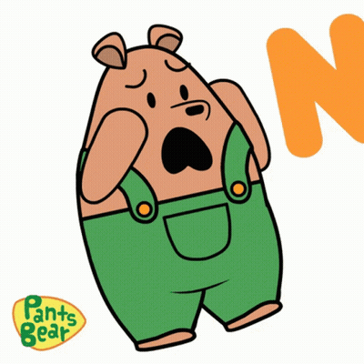 A Cartoon Drawing Of A Bear With The Words Pants Bear On The Bottom Right GIF