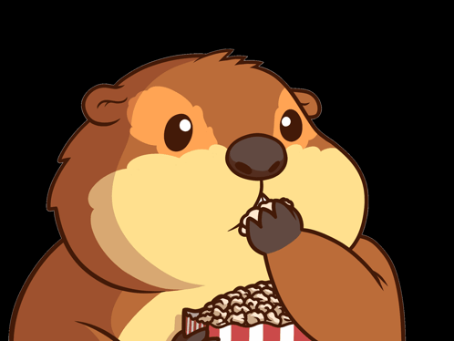 A Cartoon Drawing Of A Beaver Eating A Bag Of Popcorn GIF