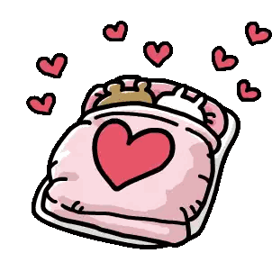 A Cartoon Drawing Of A Bed With A Heart On The Blanket Sticker