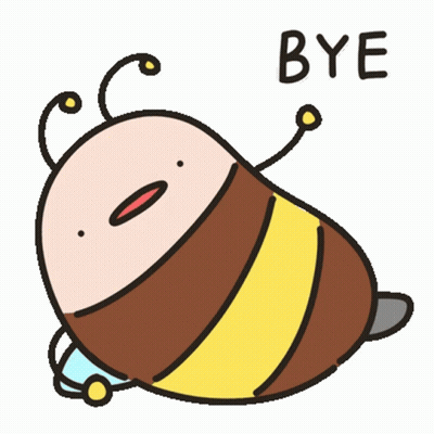 A Cartoon Drawing Of A Bee With The Word Bye Above It GIF